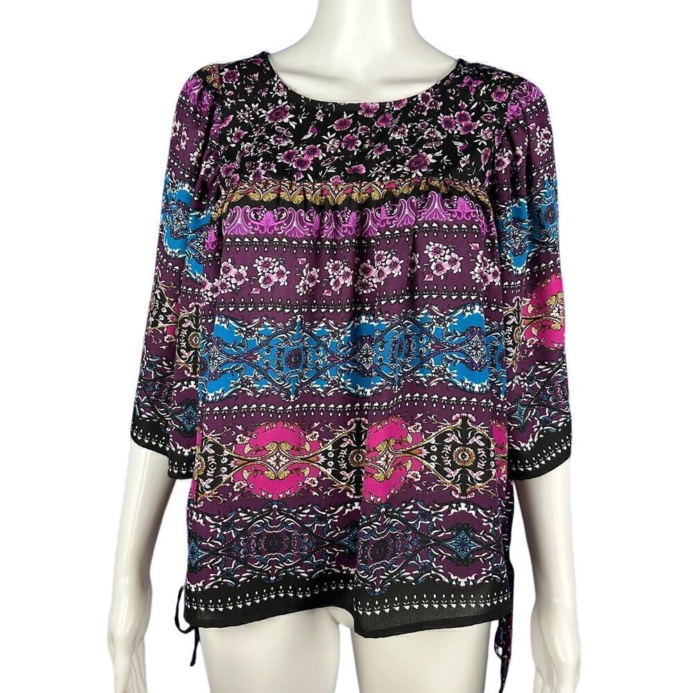 Romeo & Juliet Couture Boho Floral Blouse M NWT Peasant Tunic